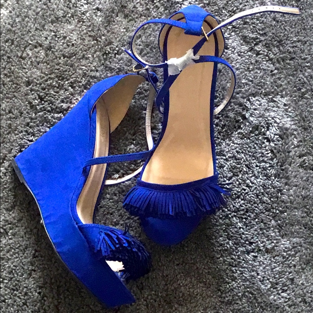 NEW! Size 10 blue 5inch wedge heel
